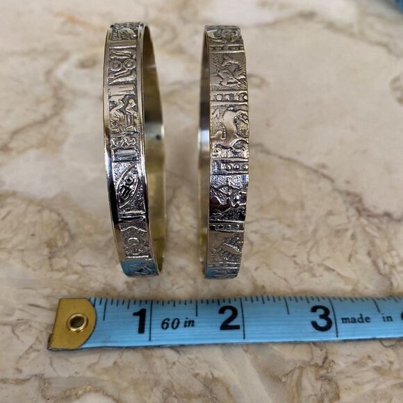 Set of 2 Mexican Silver Bangle Bracelets - Picture 9 of 10